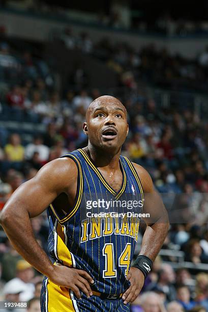 Tim Hardaway of the Indiana Pacers looks up on the court during the game against the Milwaukee Bucks at Bradley Center on April 13, 2003 in...