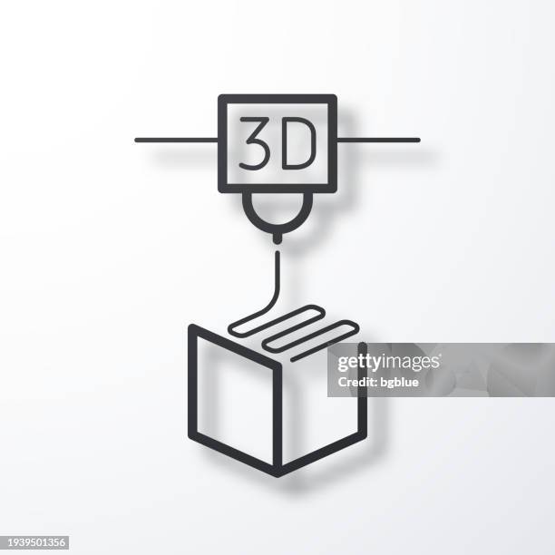 3d printer. line icon with shadow on white background - shaping stock illustrations