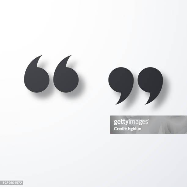 illustrazioni stock, clip art, cartoni animati e icone di tendenza di virgolette. icona con ombra su sfondo bianco - citazione