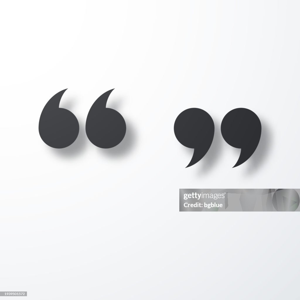 Quotation marks. Icon with shadow on white background