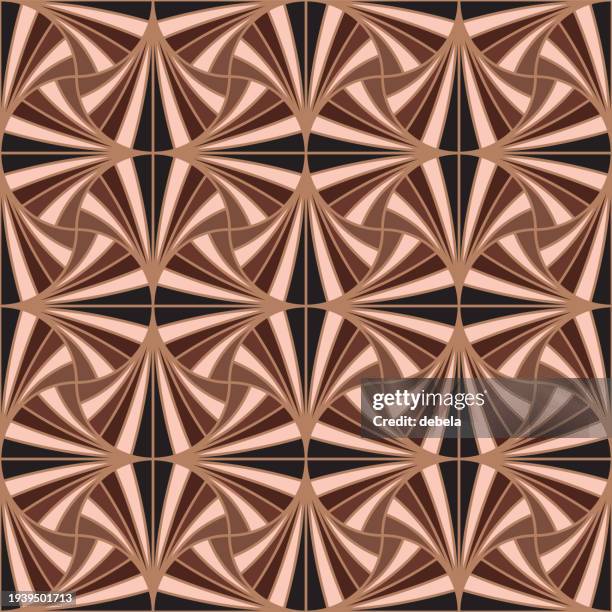 art deco fan pattern. brown and beige ornamental background. interior decor design. - decor stock illustrations