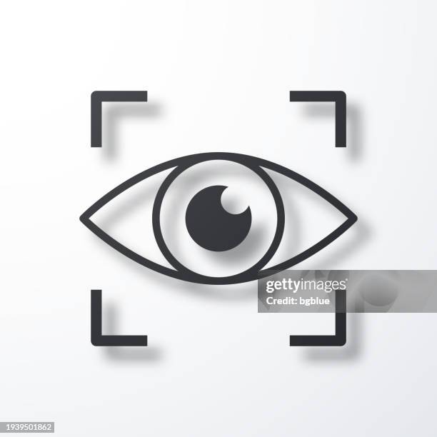 retinal scan. icon with shadow on white background - eye exam stock illustrations
