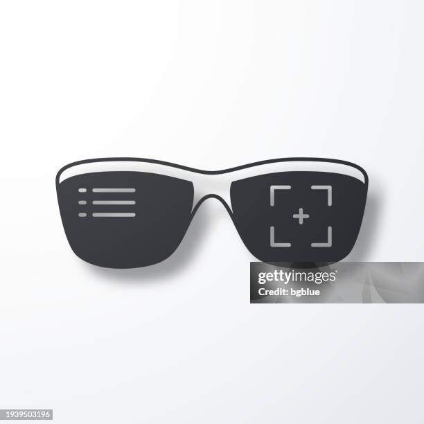 smart glasses. icon with shadow on white background - camera viewfinder stock illustrations