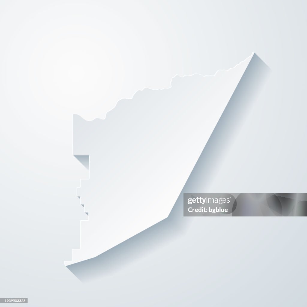 Storey County, Nevada. Map with paper cut effect on blank background