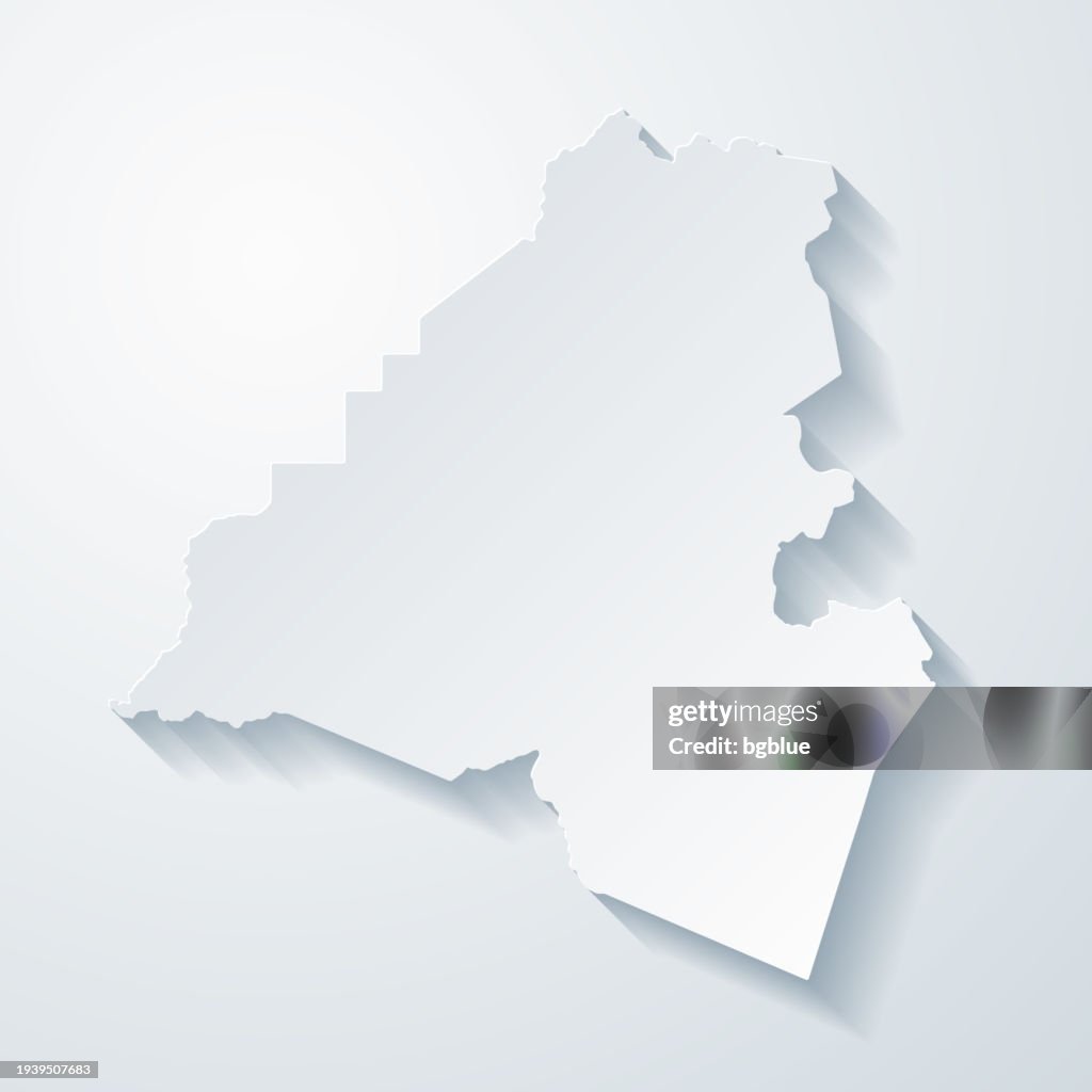 Lafayette Parish, Louisiana. Map with paper cut effect on blank background