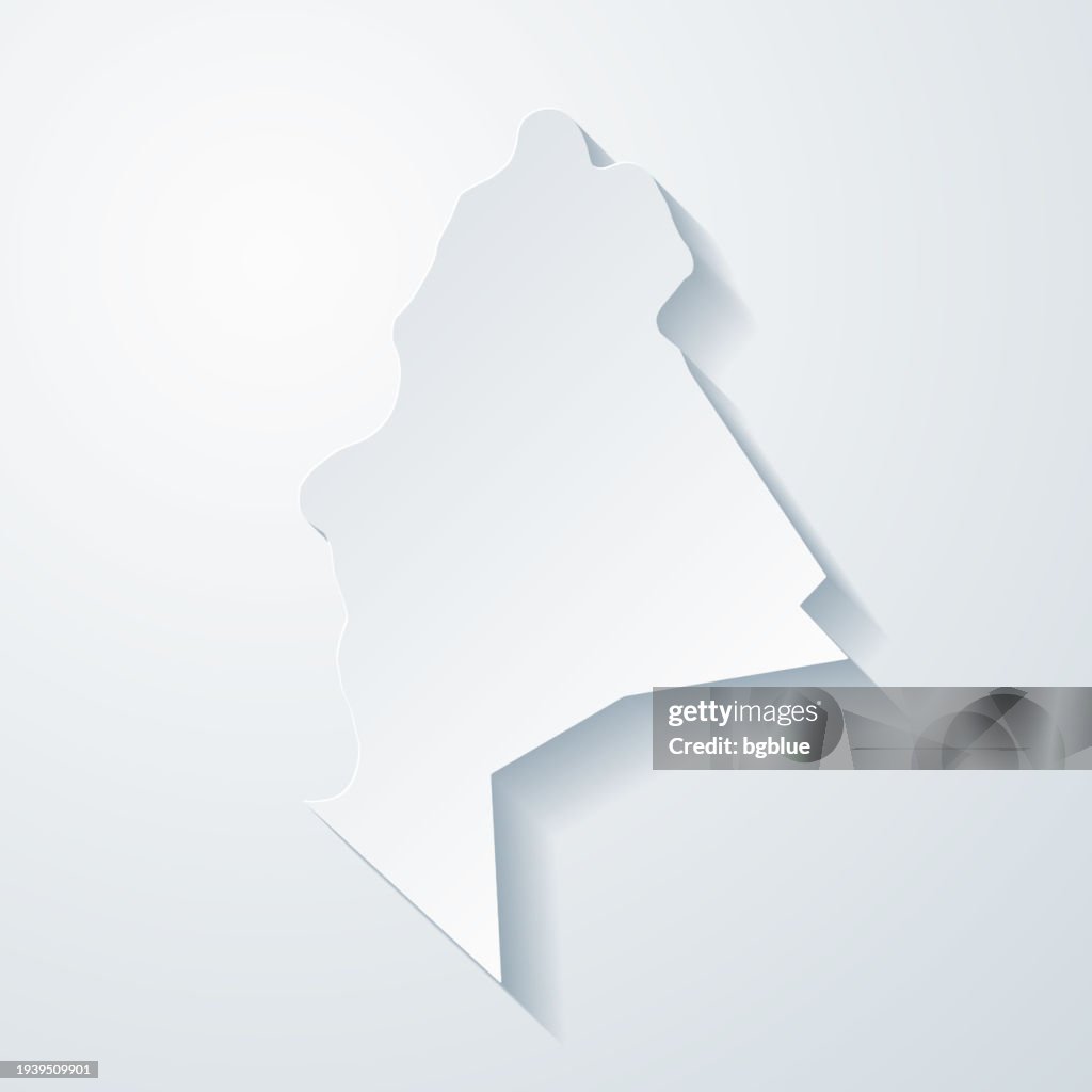 Mason County, West Virginia. Map with paper cut effect on blank background