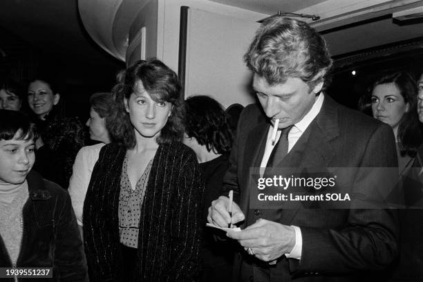 Portrait du chanteur Johnny Hallyday et de l'actrice Nathalie Baye le 26 janvier 1983.