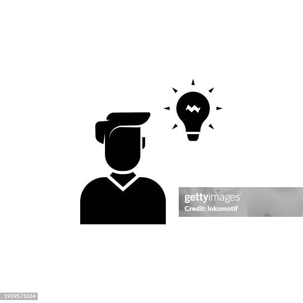 brilliant idea solid icon. this flat icon is suitable for infographics, web designs, mobile apps, ui, ux, and gui design. - thinking hard stock illustrations