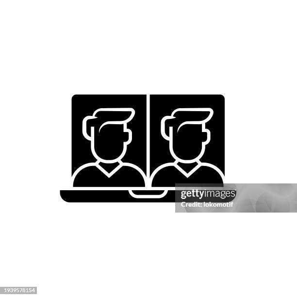 video conference solid icon. this flat icon is suitable for infographics, web designs, mobile apps, ui, ux, and gui design. - virtual teaching vector stock illustrations