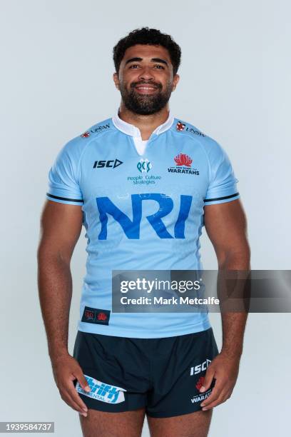 Langi Gleeson poses during a New South Wales Waratahs 2024 Super Rugby Headshots Session on January 16, 2024 in Sydney, Australia.