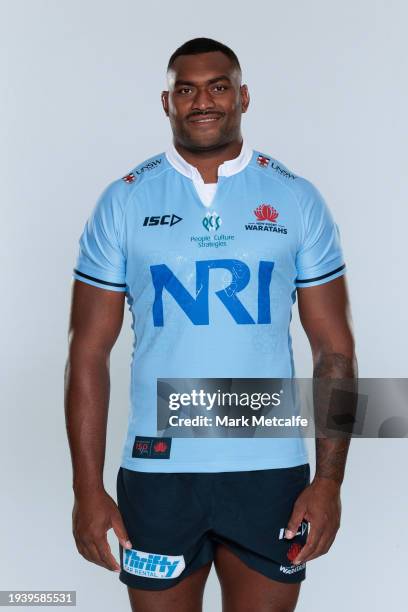 Mesu Kunavula poses during a New South Wales Waratahs 2024 Super Rugby Headshots Session on January 16, 2024 in Sydney, Australia.