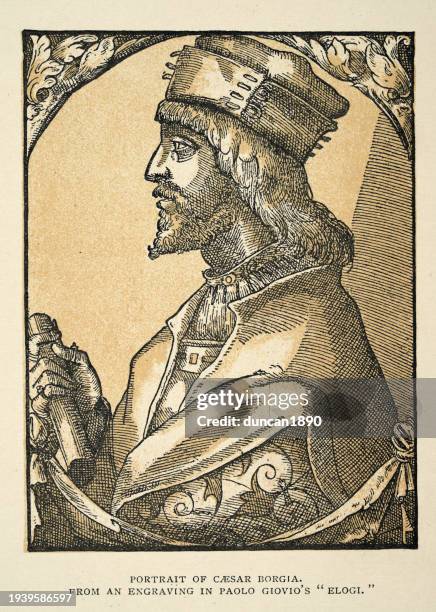 ilustrações de stock, clip art, desenhos animados e ícones de portrait of cesare borgia, an italian cardinal and condottiero, mercenary leader, renaissance art - borgia