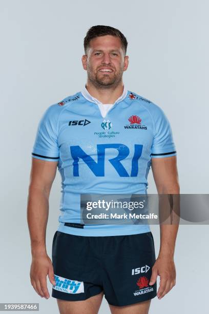 David Porecki poses during a New South Wales Waratahs 2024 Super Rugby Headshots Session on January 16, 2024 in Sydney, Australia.