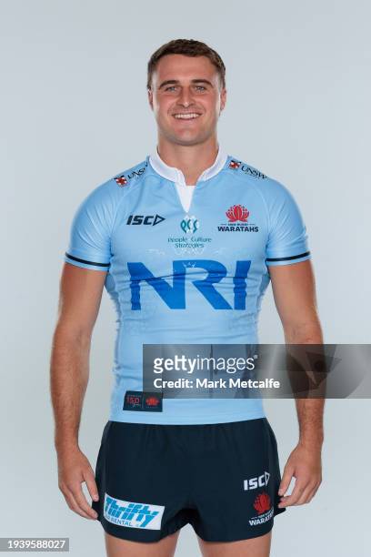 Harry Wilson poses during a New South Wales Waratahs 2024 Super Rugby Headshots Session on January 16, 2024 in Sydney, Australia.