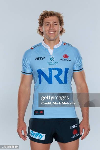 Ned Hanigan poses during a New South Wales Waratahs 2024 Super Rugby Headshots Session on January 16, 2024 in Sydney, Australia.