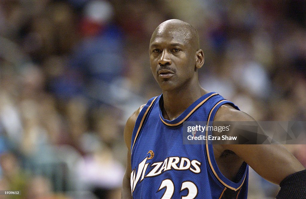 Michael Jordan on court at career finale