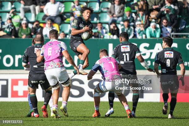 Theo ATTISSOGBE of Section Paloise during the EPCR Challenge Cup match between Section Paloise and Zebre Rugby Club on January 20, 2024 in Pau,...