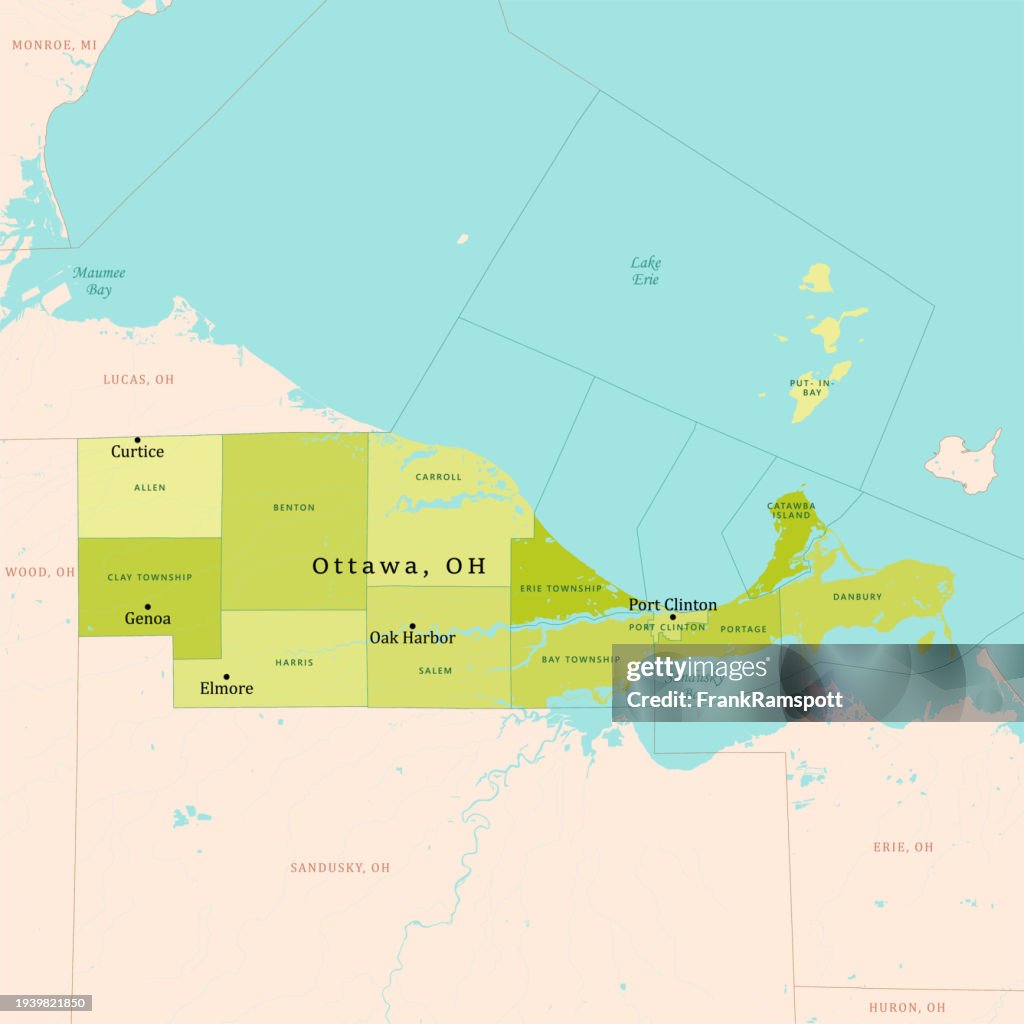 OH Ottawa County Vector Map Green