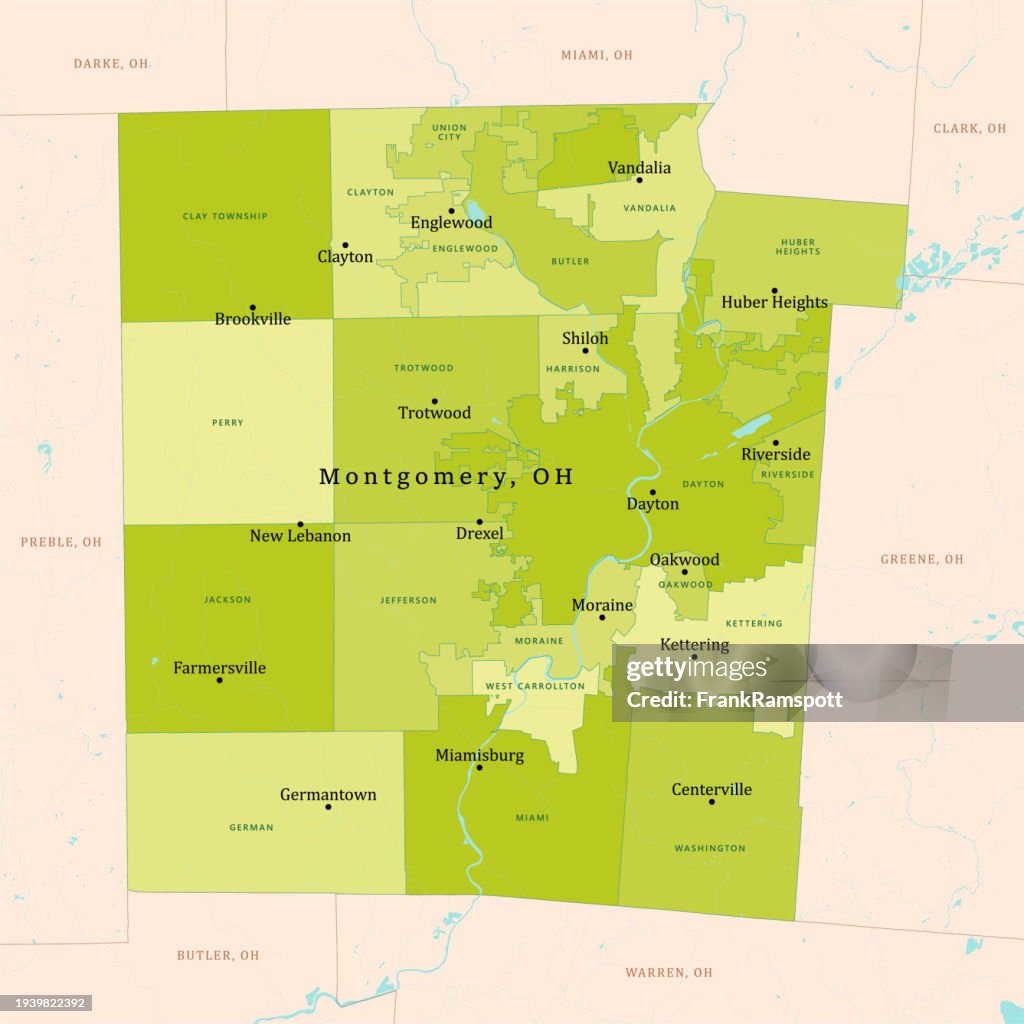 OH Montgomery County Vector Map Green