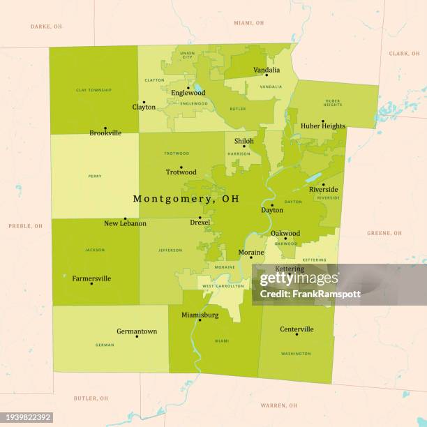 oh montgomery county vector map green - moraine ohio stock illustrations