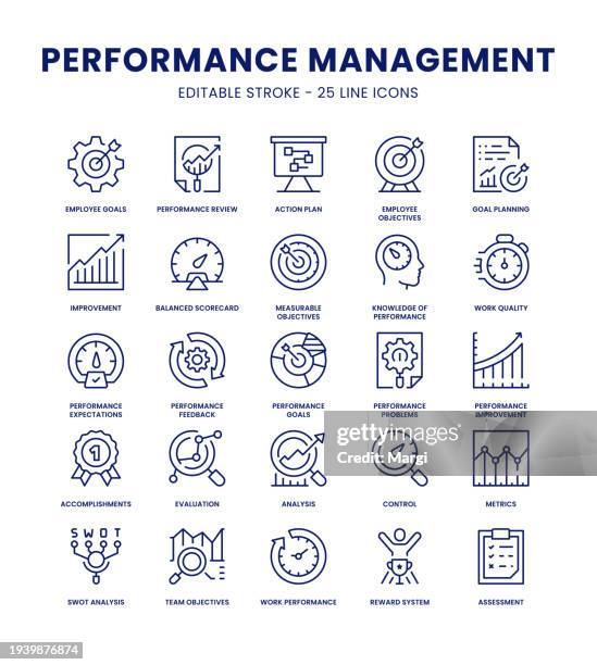 performance management-icon-set - vergleich stock-grafiken, -clipart, -cartoons und -symbole