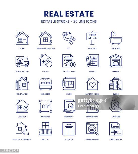 real estate icon set - commercial real estate stock illustrations