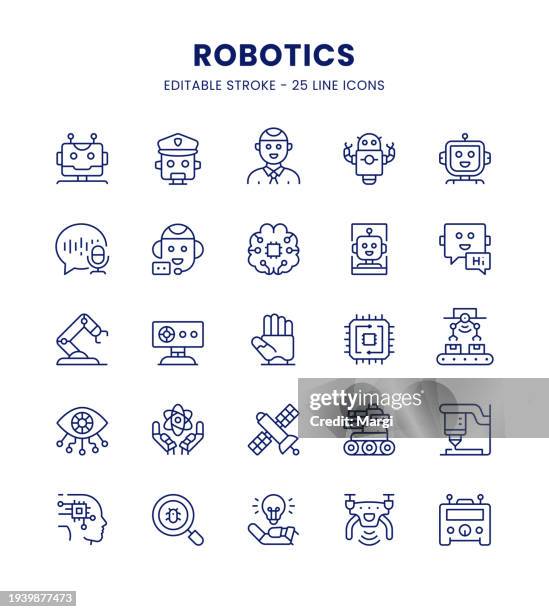 robotics icon set - robotic process automation stock illustrations