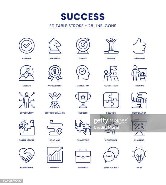 stockillustraties, clipart, cartoons en iconen met success icon set - vastberadenheid