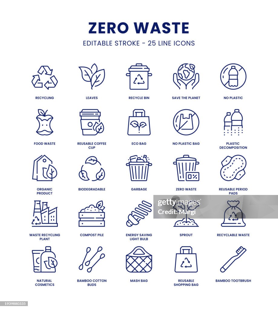 Zero Waste Icon Set
