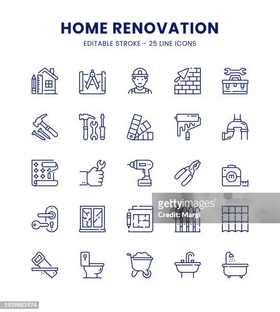 stockillustraties, clipart, cartoons en iconen met home renovation icon set - home improvement