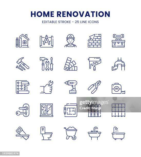 home renovation icon set - home services icon stock illustrations