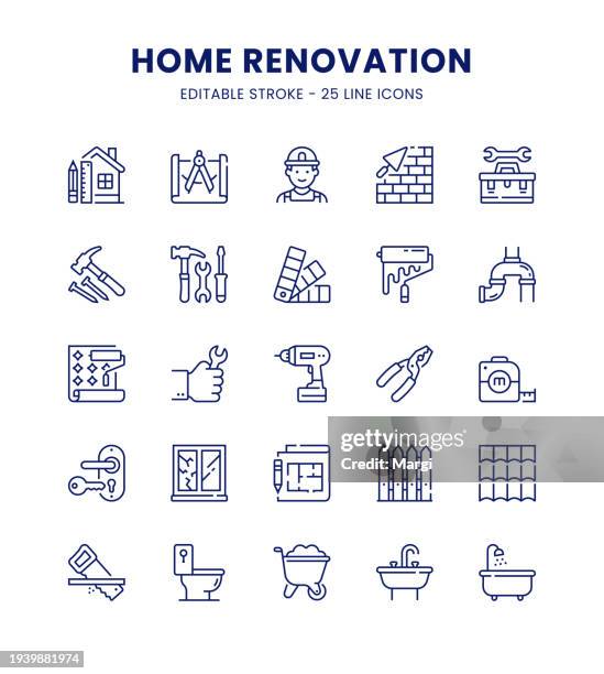 home renovation icon set - architect stock illustrations