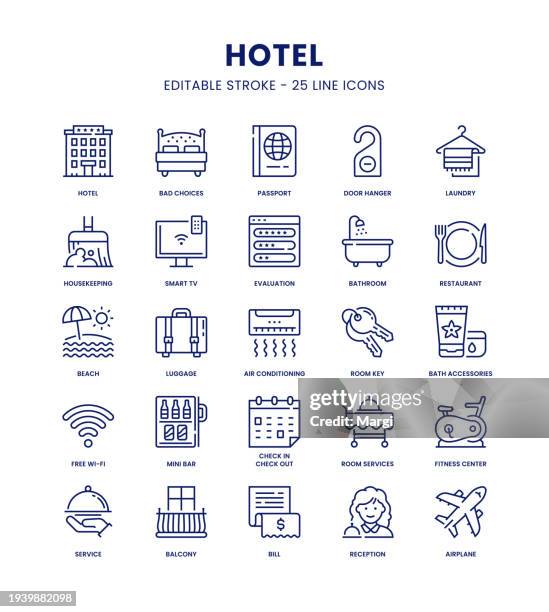 hotel icon set - gastronomiebetrieb stock-grafiken, -clipart, -cartoons und -symbole