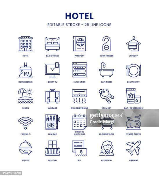 ilustrações de stock, clip art, desenhos animados e ícones de hotel icon set - mini bar