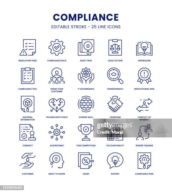 ilustraciones, imágenes clip art, dibujos animados e iconos de stock de compliance icon set - obediente