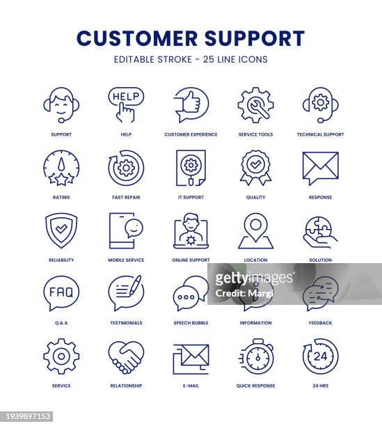 ilustrações, clipart, desenhos animados e ícones de customer support icon set - customer support icon