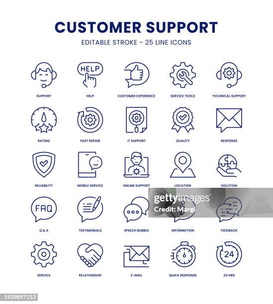 ilustrações, clipart, desenhos animados e ícones de customer support icon set - meios de comunicação