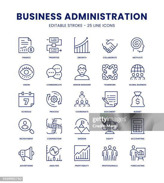 ilustraciones, imágenes clip art, dibujos animados e iconos de stock de conjunto de iconos de administración de empresas - coordinación