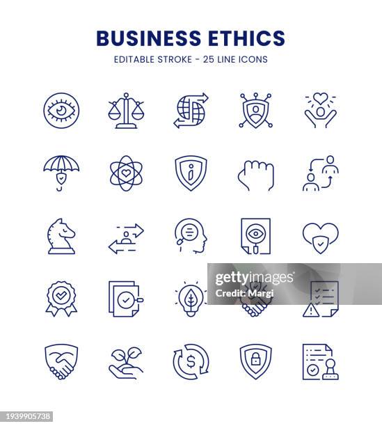 illustrations, cliparts, dessins animés et icônes de éthique professionnelle icon set - responsabilité sociale