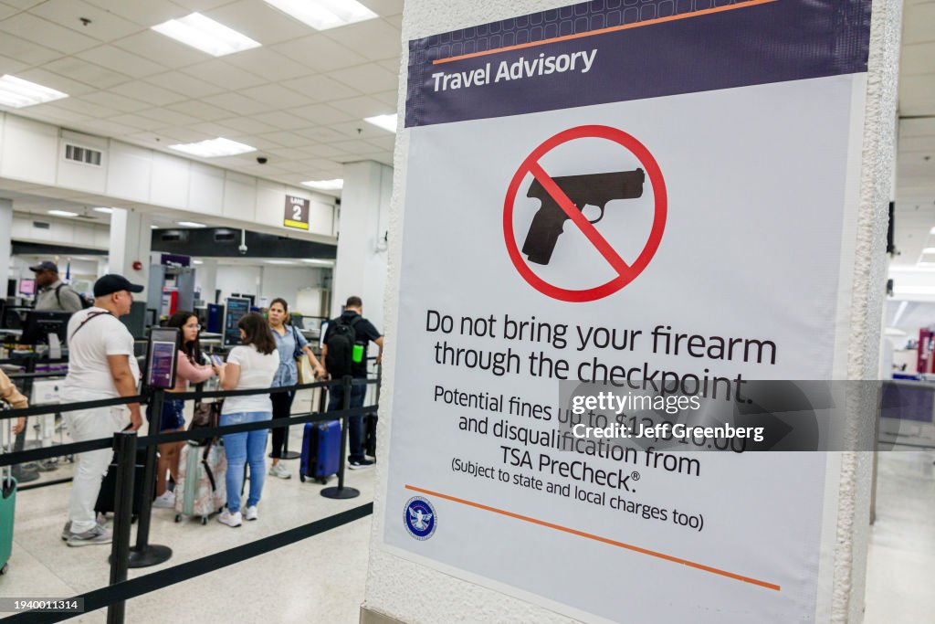 Miami, Florida, Miami International Airport, security screening, do not bring firearm through checkpoint