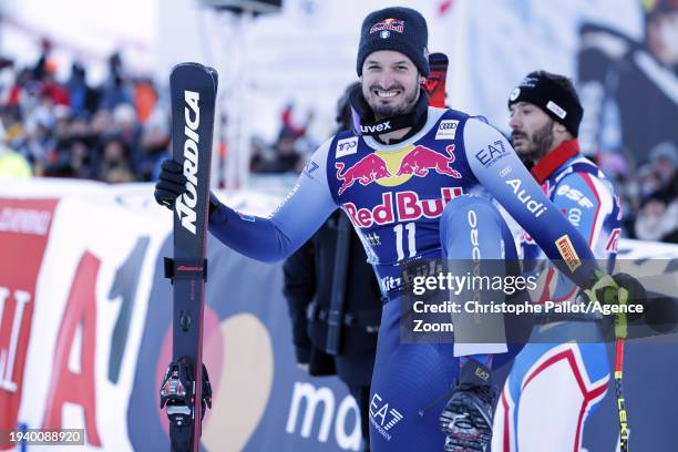 Dominik Paris of Team Italy takes 1st place during the Audi FIS Alpine Ski World Cup Men's Downhill on January 20, 2024 in Kitzbuehel, Austria.