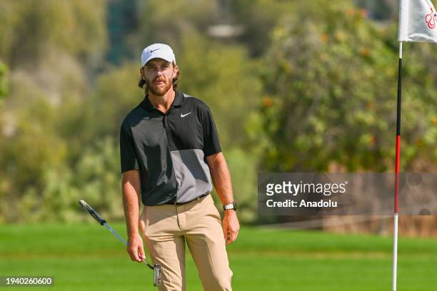 Tommy Fleetwood of United Kingdom in action during the 'Hero Dubai Desert Classic' Golf tournament in Dubai, United Arab Emirates on January 20, 2024.