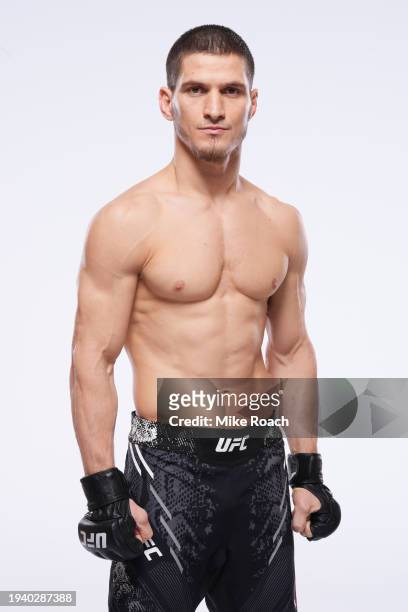Movsar Evloev poses for a portrait during a UFC photo session on January 17, 2024 in Toronto, Ontario, Canada.