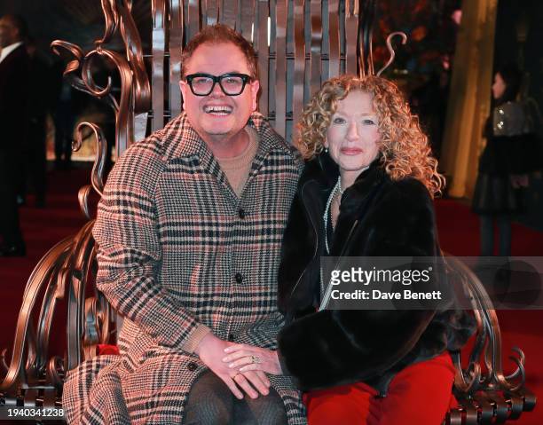 Alan Carr and Kelly Hoppen attend the European Premiere of Cirque du Soleil's "Alegria: In A New Light" at Royal Albert Hall on January 17, 2024 in...
