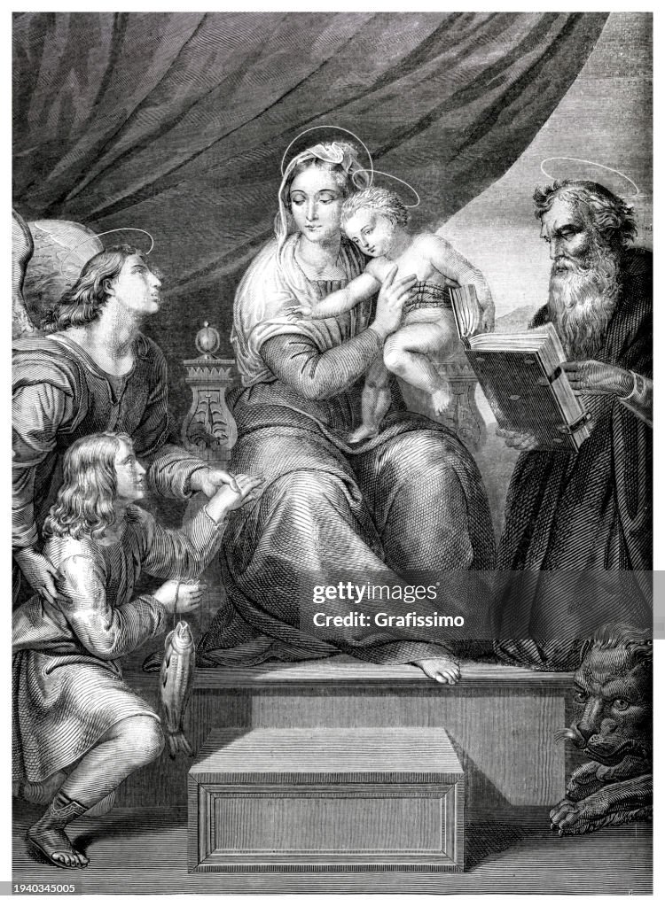 Madonna of the Fish after Raphael illustration