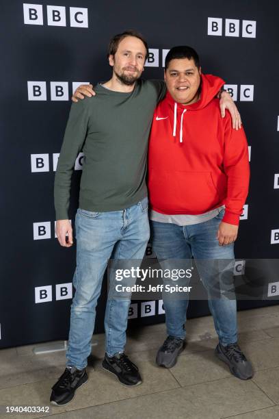 Tom Basden and Ed Kear attend the screening of "Here We Go" at Curzon Bloomsbury on January 17, 2024 in London, England.