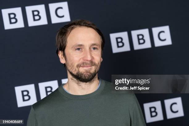 Tom Basden attends the screening of "Here We Go" at Curzon Bloomsbury on January 17, 2024 in London, England.