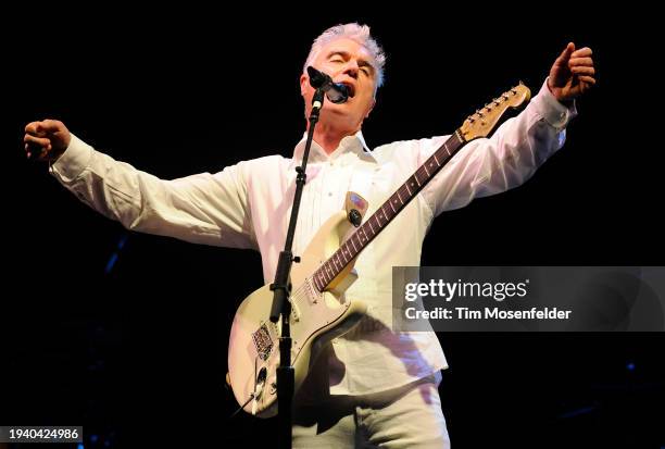 David Byrne performs during Bonnaroo 2009 on June 12, 2009 in Manchester, Tennessee.