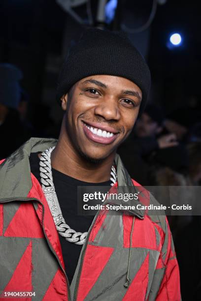 Boogie Wit da Hoodie attends the Bluemarble Menswear Fall/Winter 2024-2025 show as part of Paris Fashion Week on January 17, 2024 in Paris, France.