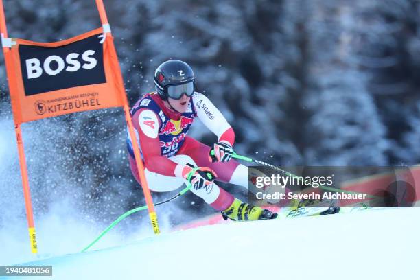 Raphael Haaser of Austria during the Audi FIS Alpine Ski World Cup - Mens Downhill on January 20, 2024 in Kitzbuehel, Austria.